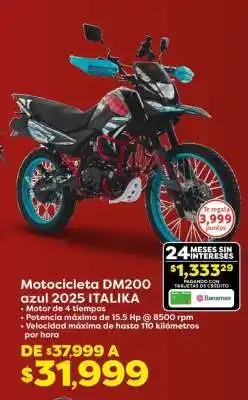 Soriana Híper Motocicleta DM200 azul 2025 ITALIKA oferta