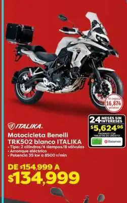 Soriana Híper Motocicleta Benelli TRK502 blanco ITALIKA oferta