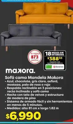 Soriana Híper Makora sofá cama mandela oferta