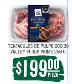 Soriana Súper Tentáculos de pulpo cocido, Valley Foods Prime 250 g oferta