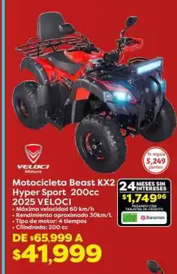 Soriana Híper Motocicleta Beast KX2 Hyper Sport 200cc 2025 VELOCI oferta