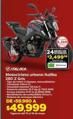 Soriana Híper Motocicleta urbana Italika 280 Z Gris oferta