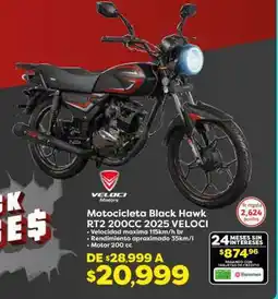 Soriana Híper Motocicleta Black Hawk RT2 200CC 2025 VELOCI oferta