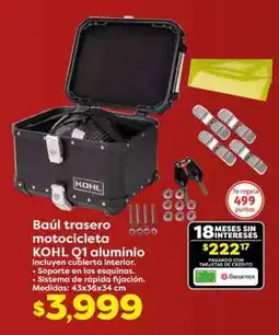 Soriana Híper Baúl trasero motocicleta KOHL Q1 aluminio oferta