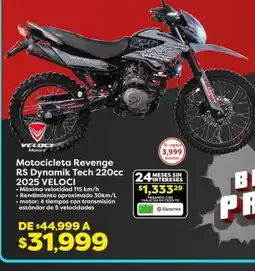 Soriana Híper Motocicleta Revenge RS Dynamik Tech 220cc 2025 VELOCI oferta