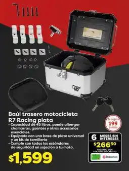 Soriana Híper Baúl trasero motocicleta R7 Racing plata oferta