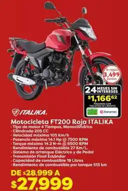 Soriana Híper Motocicleta FT200 Roja ITALIKA oferta