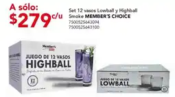 City Club Set 12 vasos Lowball y Highball Smoke MEMBER'S CHOICE oferta