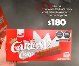 Sam's Club Nestlé Chocolate Carlos V Cero con Leche sin Azúcar 18 pzas oferta