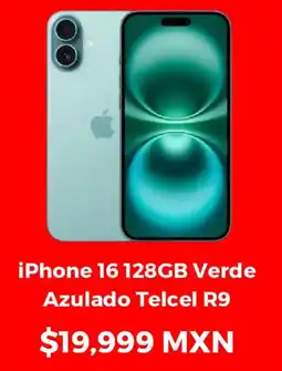 Sanborns iPhone 16 128GB Verde Azulado Telcel R9 oferta