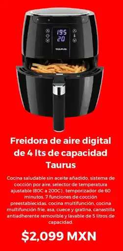 Sanborns Freidora de aire digital de 4 Its de capacidad Taurus oferta
