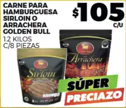 Merco sirloin o arrachera carne para hamburguesa golden bull oferta