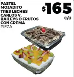Merco Pastel mojadito tres leches carlos v, baileys o frutos con crema oferta