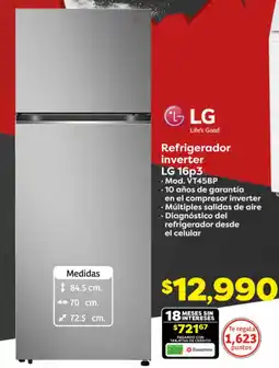 Soriana Híper Lg refrigerador oferta
