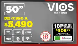 Soriana Híper Vios smart tv 50" oferta
