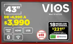 Soriana Híper Vios smart tv 43" oferta