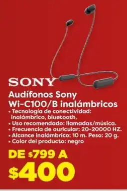 Soriana Híper Sony audífonos wi-c100/b inalámbricos oferta