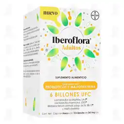 Farmacias Guadalajara Iberoflora Adultos Suplemento Alimenticio 6 Billones UFC 363 mg, 10 Cápsulas oferta