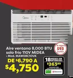 Soriana Híper Aire - aire ventana 8,000 btu solo frio 110v oferta