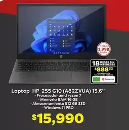 Soriana Híper Hp - laptop 255 g10 (a82zvua) 15.6 memoria ram 16 gb, almacenamiento 512 gb ssd windows 11 pro oferta