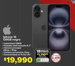 Soriana Híper Iphone - iphone 16 128gb nero oferta