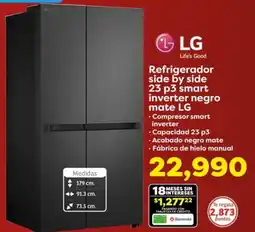 Soriana Híper Lg refrigerador side by side 23 p3 smart inverter negro mate oferta
