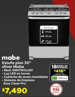 Soriana Híper Mabe estufa piso 30" oferta