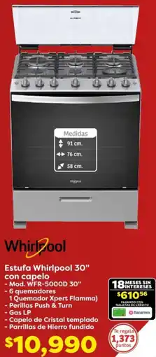 Soriana Híper Whirlpool estufa 30" con capelo oferta