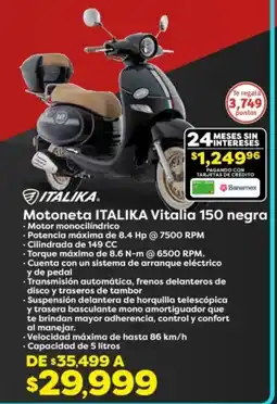 Soriana Híper Italika motoneta vitalia 150 negra oferta