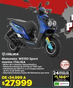 Soriana Híper Italika motoneta ws150 sport marino oferta