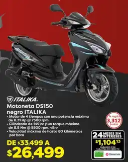 Soriana Híper Italika motoneta ds150 negro oferta