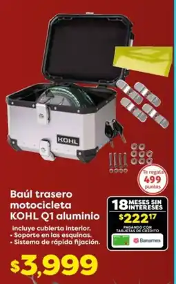 Soriana Híper Kohl baúl trasero motocicleta q1 aluminio oferta