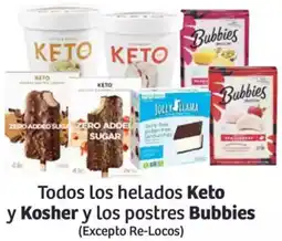 Soriana Híper Keto helados y Kosher y Bubbies los postres oferta