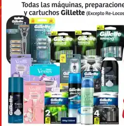 Gillette todas las máquinas, preparaciones y cartuchos