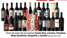 Soriana Híper Vinos de mesa de las marcas Santa Ema, Carmen, Faustino, Nieto Senetiner, Benjamín y Gavioli oferta