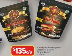 Walmart Crown burger carne para hamburguesa arrachera o sirloin oferta