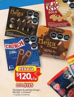 Walmart Kit kat o crunch variedad de paletas mega oferta
