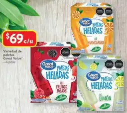 Walmart Great value variedad de paletas oferta
