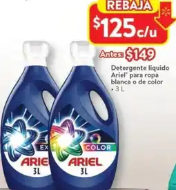 Walmart Ariel detergente líquido para ropa blanca o de color oferta