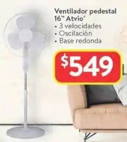 Walmart Atvio ventilador pedestal 16" oferta