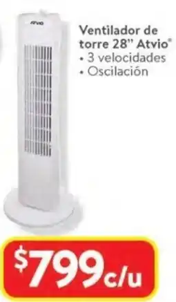Walmart Atvio ventilador de torre 28" oferta