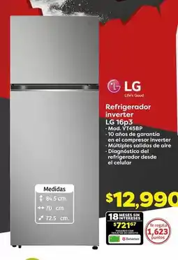 Soriana Híper Lg - refrigerador invercle oferta