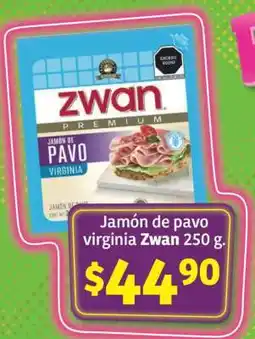 Soriana Súper Jamón de pavo Virginia Zwan 250 g oferta