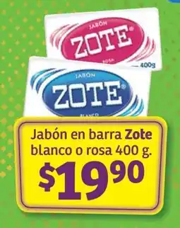 Soriana Súper Jabón en barra Zote blanco o rosa 400 g oferta