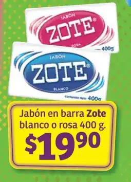 Soriana Híper Jabón en barra Zote blanco o rosa 400 g oferta