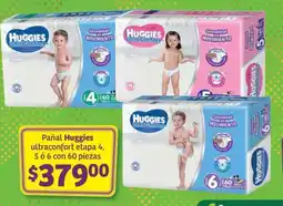 Soriana Súper Pañal Huggies ultraconfort etapa 4, 5 o 6 oferta