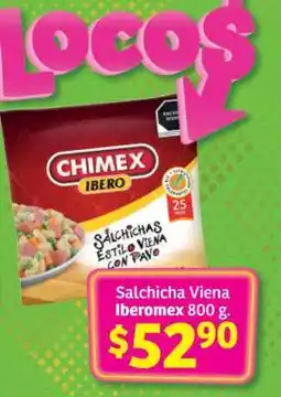 Soriana Híper Salchicha Viena Iberomex 800 g oferta