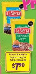 Soriana Híper La sierra - frijoles bayos o negros 220 g. cada uno oferta