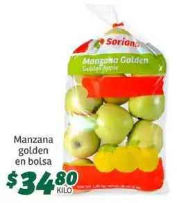 Soriana Súper Manzana Golden en Bolsa oferta