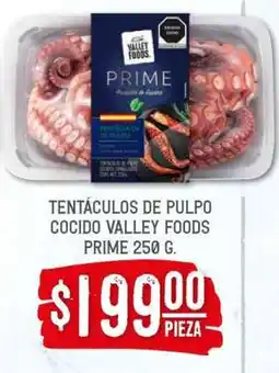 Soriana Híper Tentáculos de pulpo cocido, Valley Foods Prime 250 g oferta